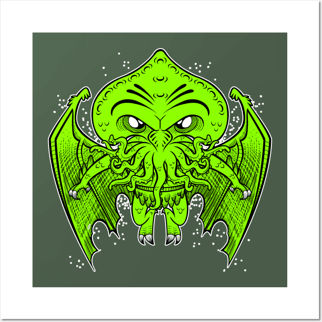 Cool Funny Call of Cute Cthulhu Lovecraft "The Great Old One" Wall Art by Juandamurai